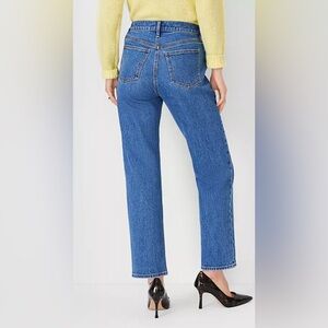 Petite High Rise Straight Jeans in Vintage Mid Indigo Wash